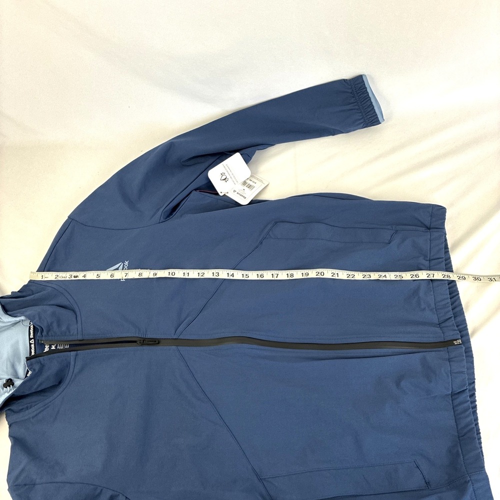 New Mens Reebok Ascent Full Zip Windbreaker Jacket Size Medium NWT Dark Denim - Picture 5 of 8
